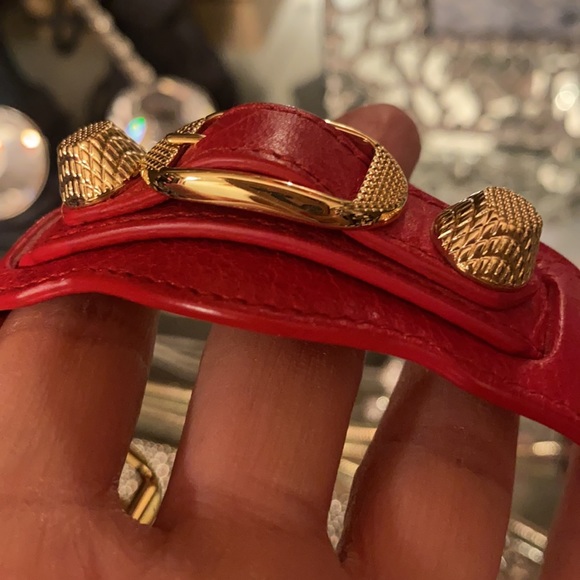 Balenciaga giant bracelet gold red leather - Picture 10 of 14